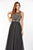 Angela & Alison - 61191 Illusion Gilt Beaded A-Line Gown In Black