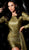 Jovani - 61191 Metallic Long Sleeve Backless Short Dress in Green