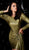 Jovani - 61191 Metallic Long Sleeve Backless Short Dress in Green