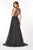 Angela & Alison - 61191 Illusion Gilt Beaded A-Line Gown In Black