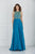 Angela & Alison - 61191 Illusion Gilt Beaded A-Line Gown In Blue and Green