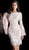 Jovani - 61202 Long Bell Sleeve Lace Sheath Dress In Pink and Nude