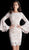 Jovani - 61202 Long Bell Sleeve Lace Sheath Dress In Pink and Nude