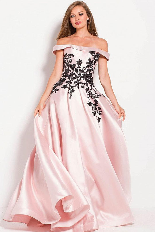 61205 Embroidered Off Shoulder Ballgown