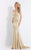 Rachel Allan  - 6121 Fitted High Neck Gown in Gold