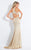 Rachel Allan  - 6121 Fitted High Neck Gown in Gold