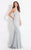 Rachel Allan  - 6121 Fitted High Neck Gown in Silver