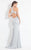 Rachel Allan  - 6121 Fitted High Neck Gown in Silver