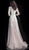 Jovani - 61222 Floral Beaded Plunging V-Neck A-Line Gown In Pink