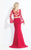 Rachel Allan  - 6122 Two Piece Lace Bell Sleeves Dress in Red