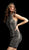 Jovani - 61240 Chain Embellished High Halter Sheath Dress in Black and Gold