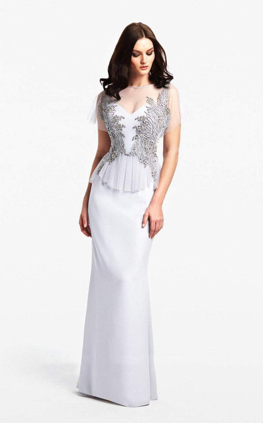 Daymor Couture - Ethereal Embellished Side Evening Gown 150 in White