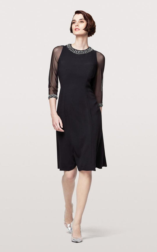 Daymor Couture - 165 Illusion Bejeweled Cocktail Dress in Black