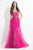 Rachel Allan  - 6125 Strapless Embellished Lace Overlay Gown in Pink