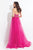 Rachel Allan  - 6125 Strapless Embellished Lace Overlay Gown in Pink