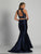 Dave & Johnny - A6125 Two Piece Halter Beaded Trumpet Gown in Blue