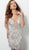 Jovani - 61292 Beaded Plunging V-neck Sheath Cocktail Dress in Silver