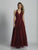 Dave & Johnny - A6129 Halter Style Evening Gown with Diamond Detail in Red