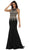 Gilt Embroidered Illusion Trumpet Prom Gown