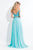Rachel Allan  - 6130 Cap Sleeve Floral Two-Piece Gown in Blue and Green