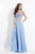 Rachel Allan  - 6130 Cap Sleeve Floral Two-Piece Gown in Blue