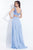 Rachel Allan  - 6130 Cap Sleeve Floral Two-Piece Gown in Blue
