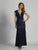 Dave & Johnny - A6130 Cap Sleeve Lace Evening Gown in Blue