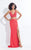 Rachel Allan  - 6132 Floral Strappy V-Neck Gown in Orange