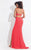 Rachel Allan  - 6132 Floral Strappy V-Neck Gown in Orange