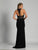 Dave & Johnny - A6132 Halter Metallic Beaded Evening Gown in Black