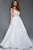 61353 Beaded Lace Deep V-neck Ballgown