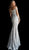 Jovani - 61357 Off Shoulder Textured Lace Long Gown in Silver