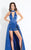 Rachel Allan  - 6136 Accented High Halter Romper with Skirt Overlay in Blue