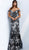Jovani - 61380 Two Tone Embroidered Off-Shoulder Trumpet Dress In Black and Gray