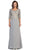 Lace Bodice Quarter Sleeve A-Line Evening Dress