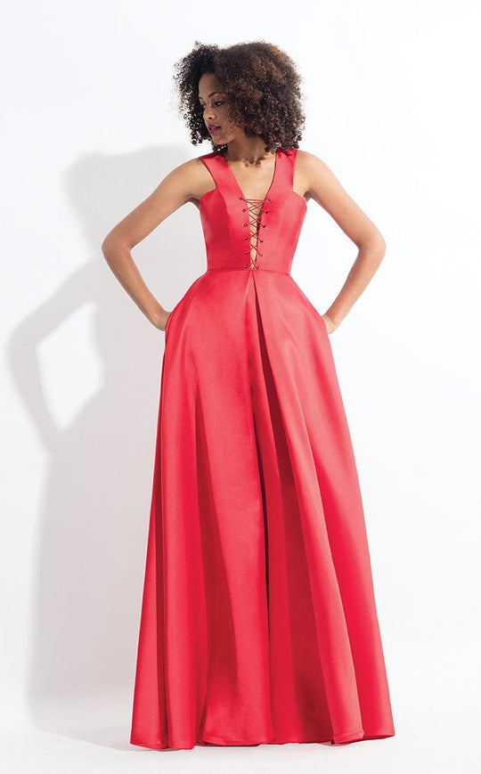 Rachel Allan  - 6139 Strappy Mikado A-line Dress in Red