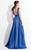 Rachel Allan  - 6139 Strappy Mikado A-line Dress in Blue