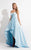 Rachel Allan  - 6142 Strapless Blossom Applique High Low Gown in Blue