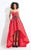 Rachel Allan  - 6142 Strapless Blossom Applique High Low Gown in Red and Black