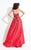 Rachel Allan  - 6142 Strapless Blossom Applique High Low Gown in Red and Black