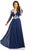 Lara Dresses - Stunning V-Neck A-Line Dress 32538 in Blue and White