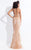 Rachel Allan  - 6143 Two Piece Halter Evening Gown in Pink and Gold