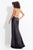 Rachel Allan  - 6144 Pleated V-Neck Gown with Slit in Black