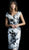Jovani - 61452 Floral Print Bow Accented V-neck Sheath Dress In Multi-Color