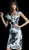 Jovani - 61452 Floral Print Bow Accented V-neck Sheath Dress In Multi-Color