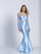 Dave & Johnny - A6145 Two Piece Lace Cold Shoulders Mermaid Gown in Blue