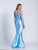 Dave & Johnny - A6145 Two Piece Lace Cold Shoulders Mermaid Gown in Blue