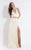 Rachel Allan  - 6145 Two Piece Halter Matte Satin/Chiffon Dress in White