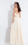 Rachel Allan  - 6145 Two Piece Halter Matte Satin/Chiffon Dress in White