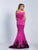 Dave & Johnny - A6149 Off Shoulder Mermaid Dress in Pink and Black